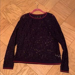 HALOGEN Rib Trim Lace “Sweatshirt”